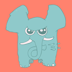 Cute baby elephant, vector Illustration, hand drawn