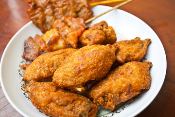 Fried Chicken with Grilled Pork