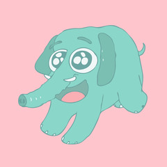 Cute baby elephant, vector Illustration, hand drawn