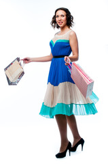 young attractive woman with shopping bags