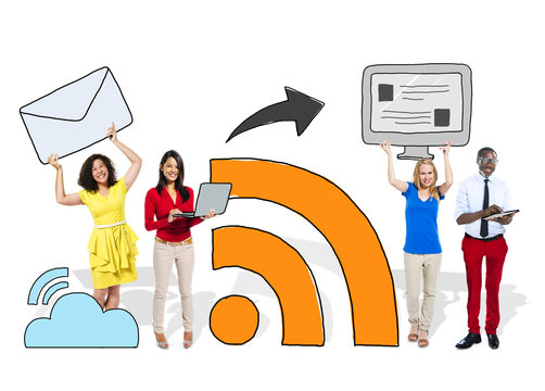 Multi-Ethnic Group of People Social Networking