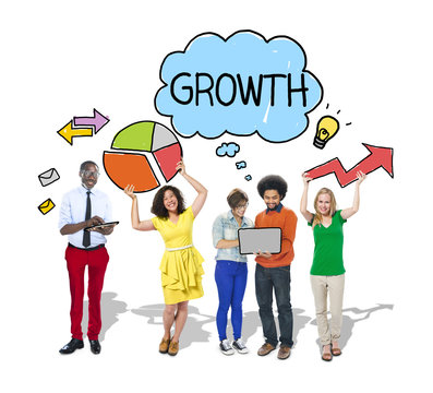 Group of People with Growth Diagrams