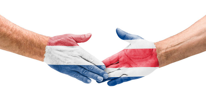 Handshake Niederlande und Costa Rica