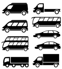 set transport icon on white background