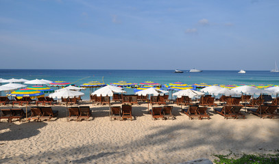 The umbrellas on the beach