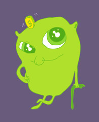 greed (money box ) grunge vector illustration, hand drawn