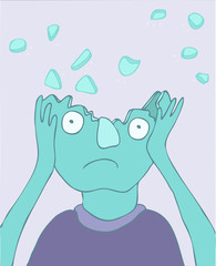 headache vector illustration, hand drawn