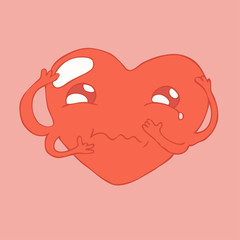 Happy Heart Cartoon vector illustration, hand-drawing