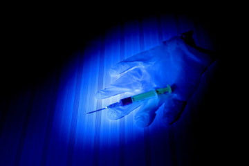 spritze, gummihandschuh