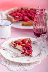 Cheesecake (Käsekuchen) mit  Himbeeren