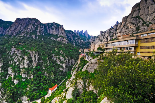 Mountains Montserrat And  Monastery