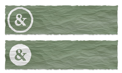 Obraz premium set of two banners with crumpled paper and ampersand