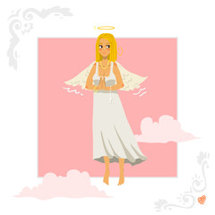 Angel girl greeting card.