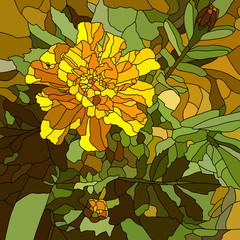 Naklejki  Ilustracja wektorowa kwiatu żółtego nagietka.