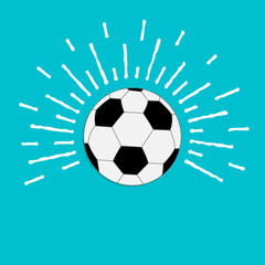 Obraz premium Football soccer ball with ray of light sunlight effect. Flat 