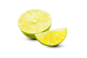 Sliced lime isolated on white background.