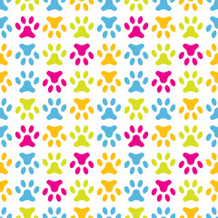 Animal seamless vector pattern of paw footprint. Endless texture