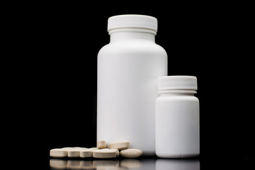 Supplements bottle with supplements