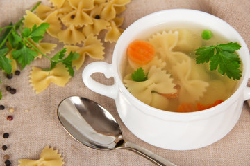 Bowl of soup with macaroni