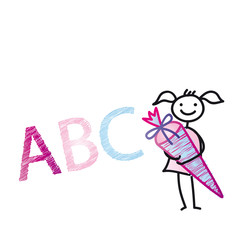 ABC - Schulanfang - Mädchen mit Schultüte