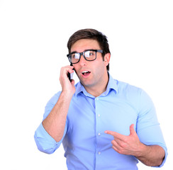 Business executive talking on his mobile phone