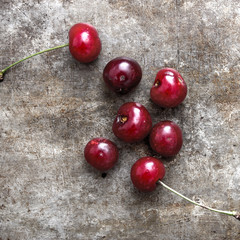 Cherries on a rustic table