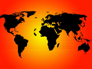 Fototapeta na wymiar World Map Background Shows Continents And Countries.