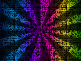 Colorful Rays Background Shows Rainbow Light Beams.