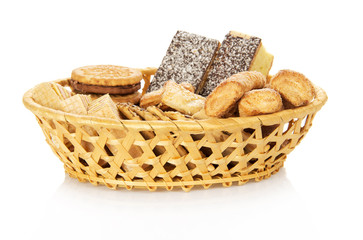 Set of sweet cookies in the wattled basket