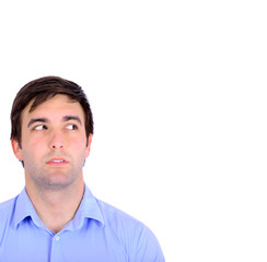  Portrait of handsome young man looking aside isolated on white