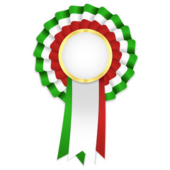 Tricolor rosette with green, white and red ribbon