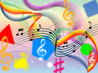 Plakat Music Background Means Classical Pop And Colorful Ribbons.