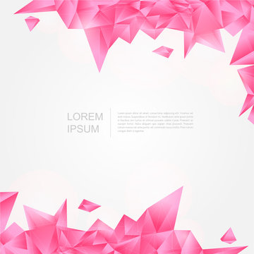 Pink Crystal Background In Polygon And Abstract Style