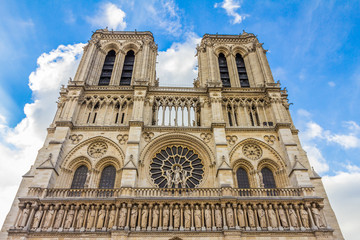 The Cathedral of Notre Dame de Paris facade, France