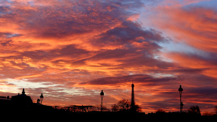 Sunset in Paris, France