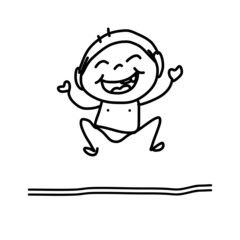 hand drawing happy kids