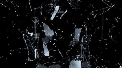 Glass broken or shattered slow motion. Alpha - Powered by Adobe