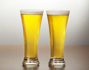 Two glasses of fresh beer