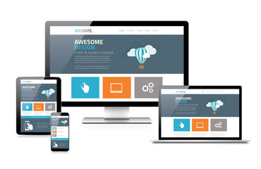 Modern flat responsive web design vector illustration devices