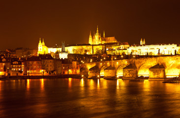 Panorama of evening Prague. Czech Republic.