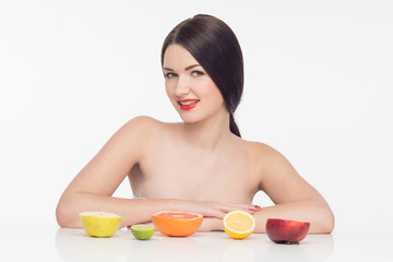 Obraz na płótnie Canvas woman with fruits