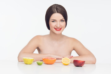 Obraz na płótnie Canvas woman with fruits