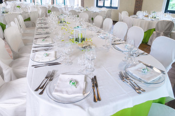 Table set for an event party or wedding reception