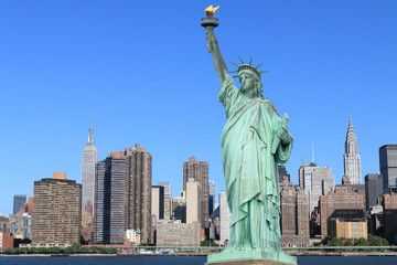 Fototapeta premium Manhattan i Statua Wolności, Nowy Jork