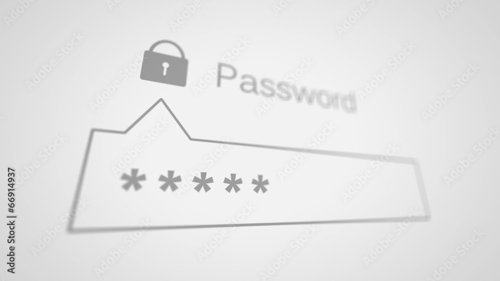 Poster typing password on computer. shallow depth of field.