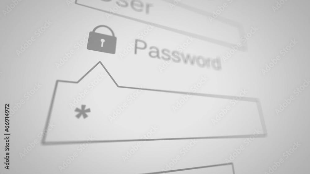 Poster typing password on login page. shallow depth of field.