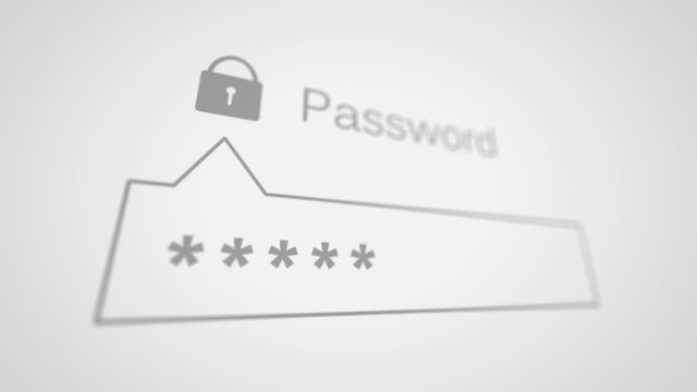 Typing password on computer. Shallow Depth of Field.