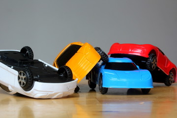 Car Accident concept image with colorful miniature cars