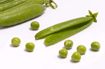 Green peas and pods