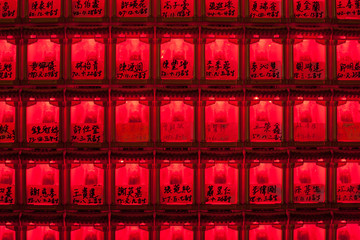 KAOHSIUNG - TAIWAN June 28: Ancestor labels on wall in the temple. Near Dragon and tiger pragodas,...